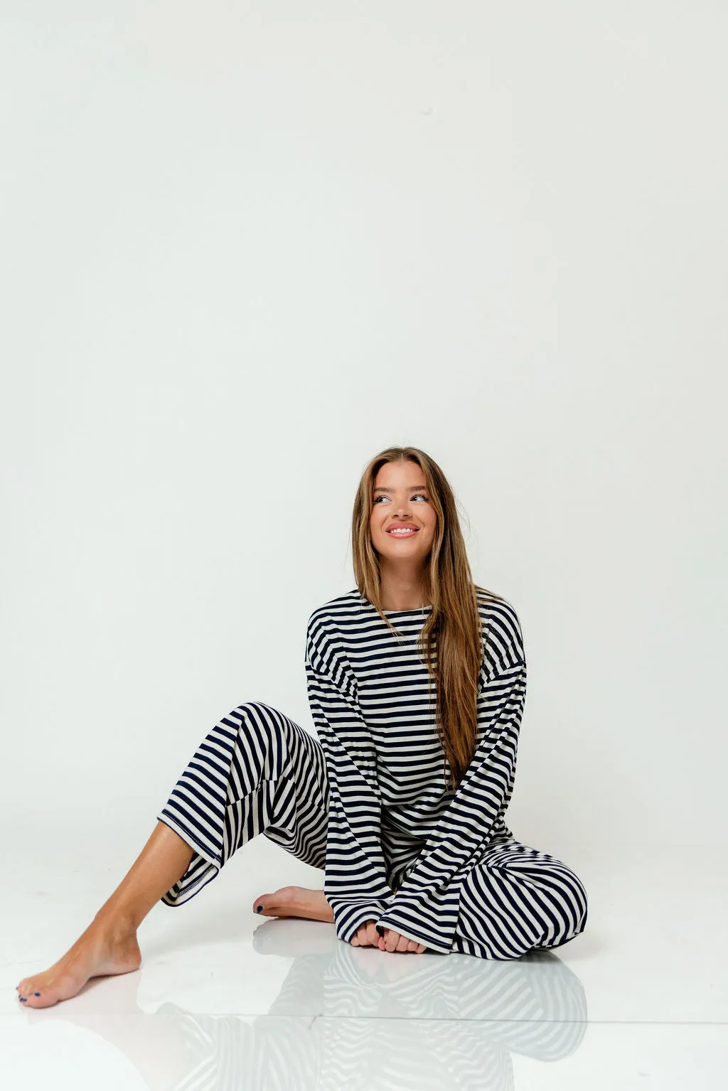 Elaine Oversized Striped Top in Navy *Final Sale* sold by Worth Collective product image thumbnail 3