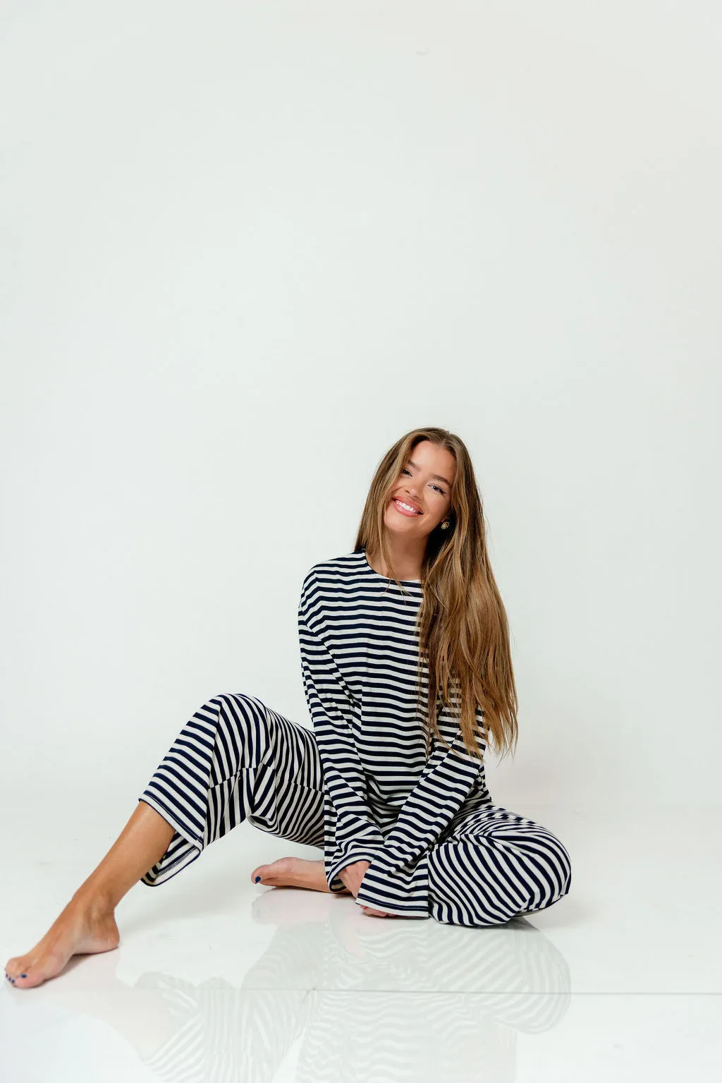 Elaine Oversized Striped Top in Navy *Final Sale* sold by Worth Collective product image thumbnail 2