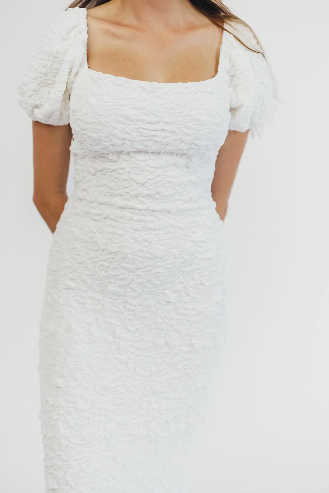 Madden Textured Maxi Dress in White - Bump Friendly sold by Worth Collective product image thumbnail 5