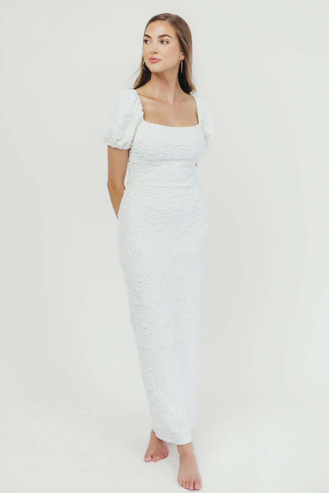 Madden Textured Maxi Dress in White - Bump Friendly sold by Worth Collective product image thumbnail 4