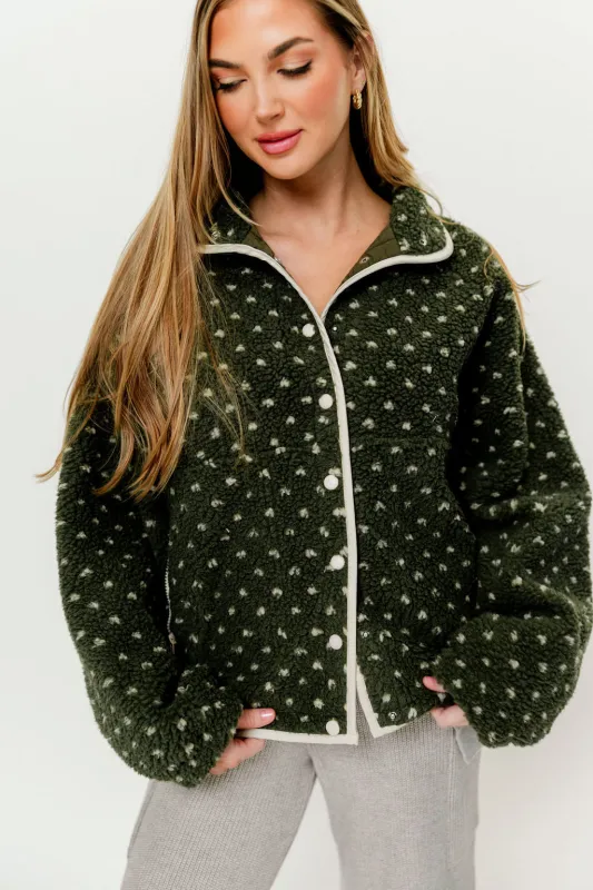 Kade Button Up Fleece Jacket in Olive/Taupe *Final Sale* sold by Worth Collective