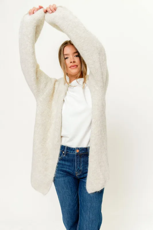 Hazel Oversized Brushed Sweater Cardigan in Oatmeal sold by Worth Collective