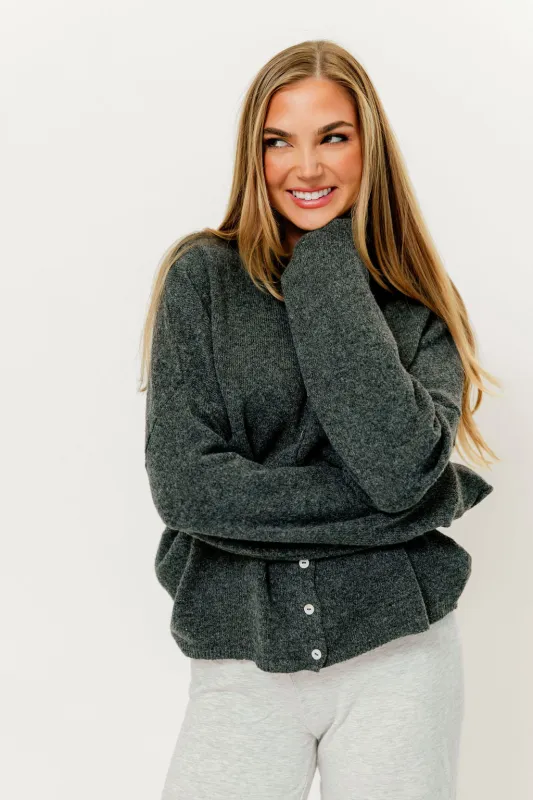 Piper Cardigan in Charcoal sold by Worth Collective
