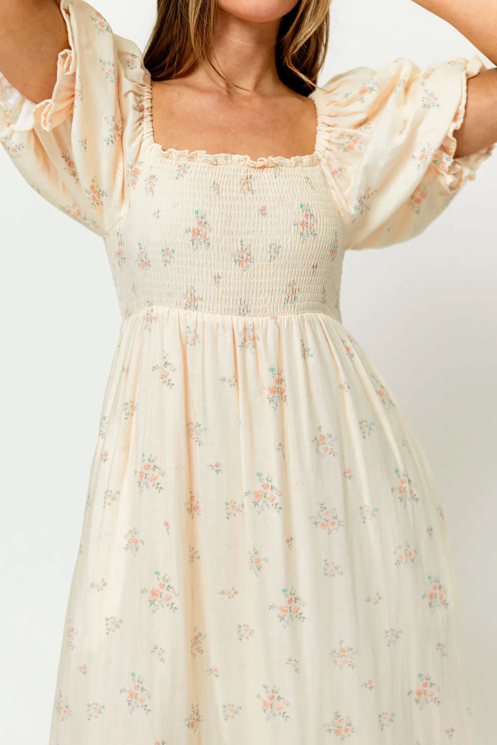 Livvy 100% Cotton Dress in Peach (Fully Lined) - Bump Friendly sold by Worth Collective