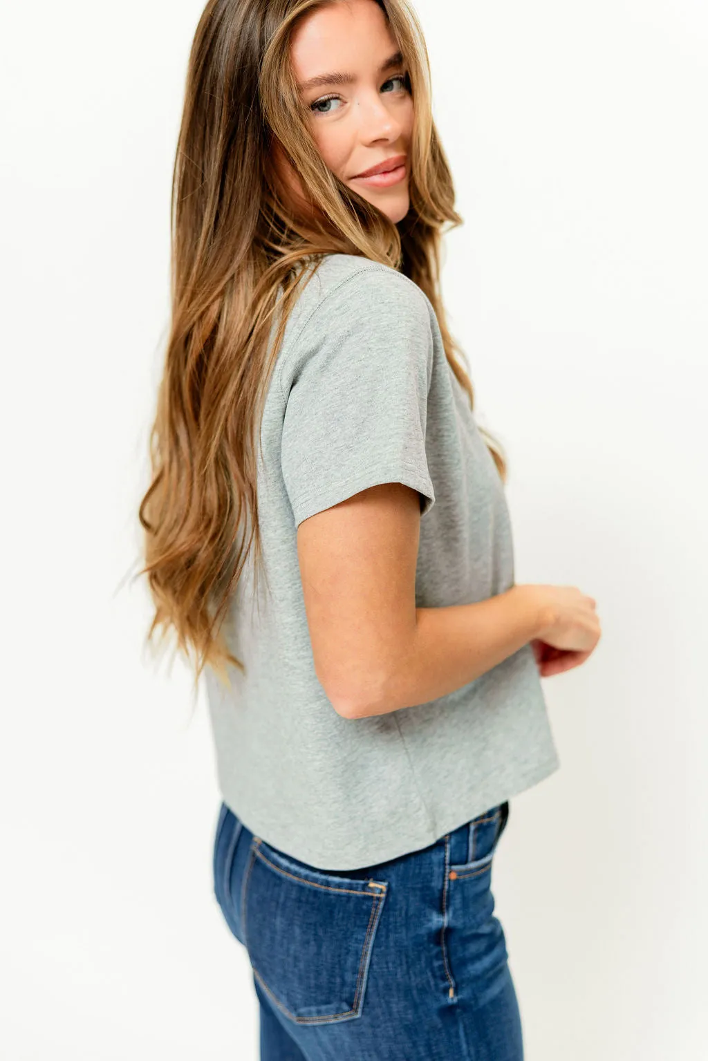Lanie Cotton Tee in Heather Grey sold by Worth Collective product image thumbnail 4