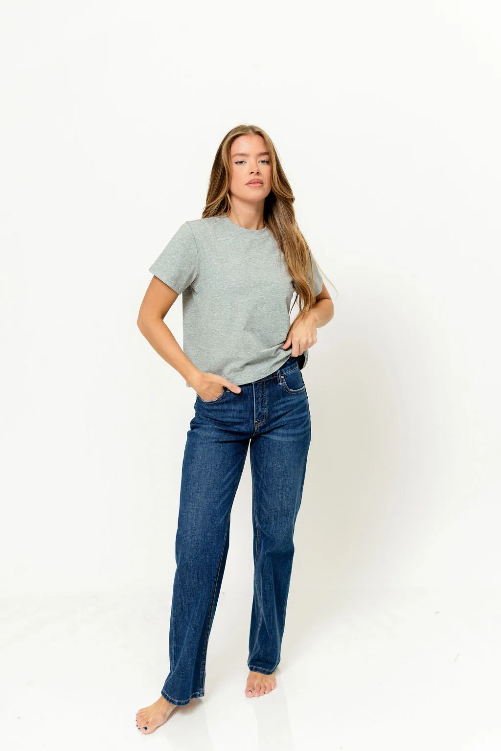 Lanie Cotton Tee in Heather Grey sold by Worth Collective product image thumbnail 2