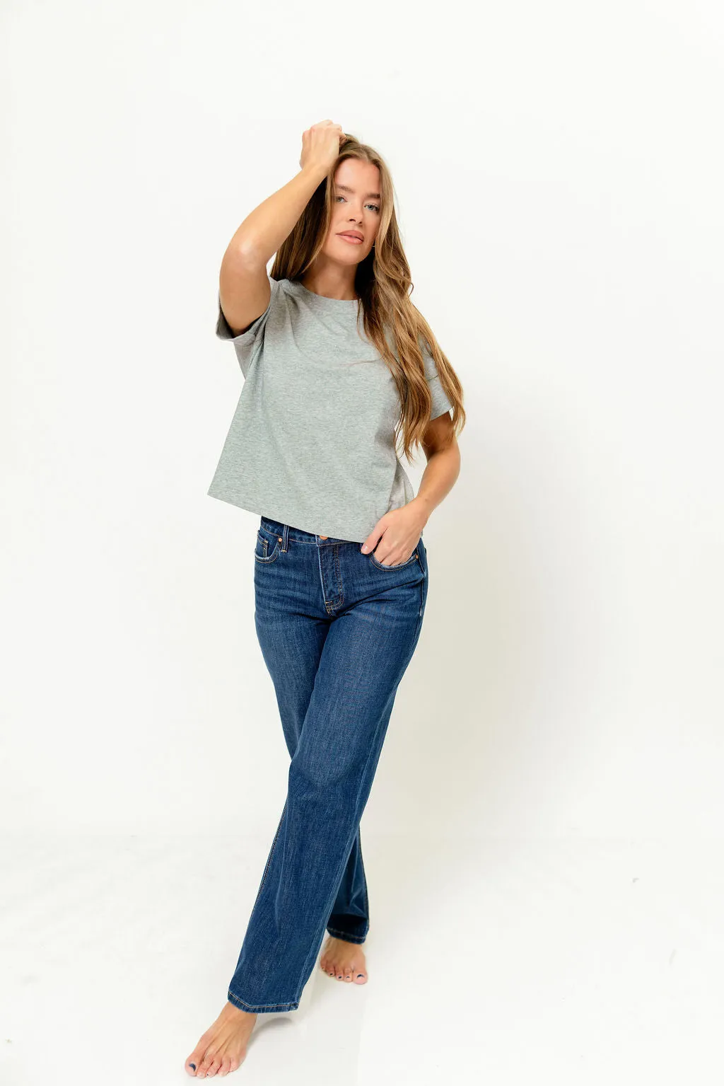 Lanie Cotton Tee in Heather Grey sold by Worth Collective product image thumbnail 3
