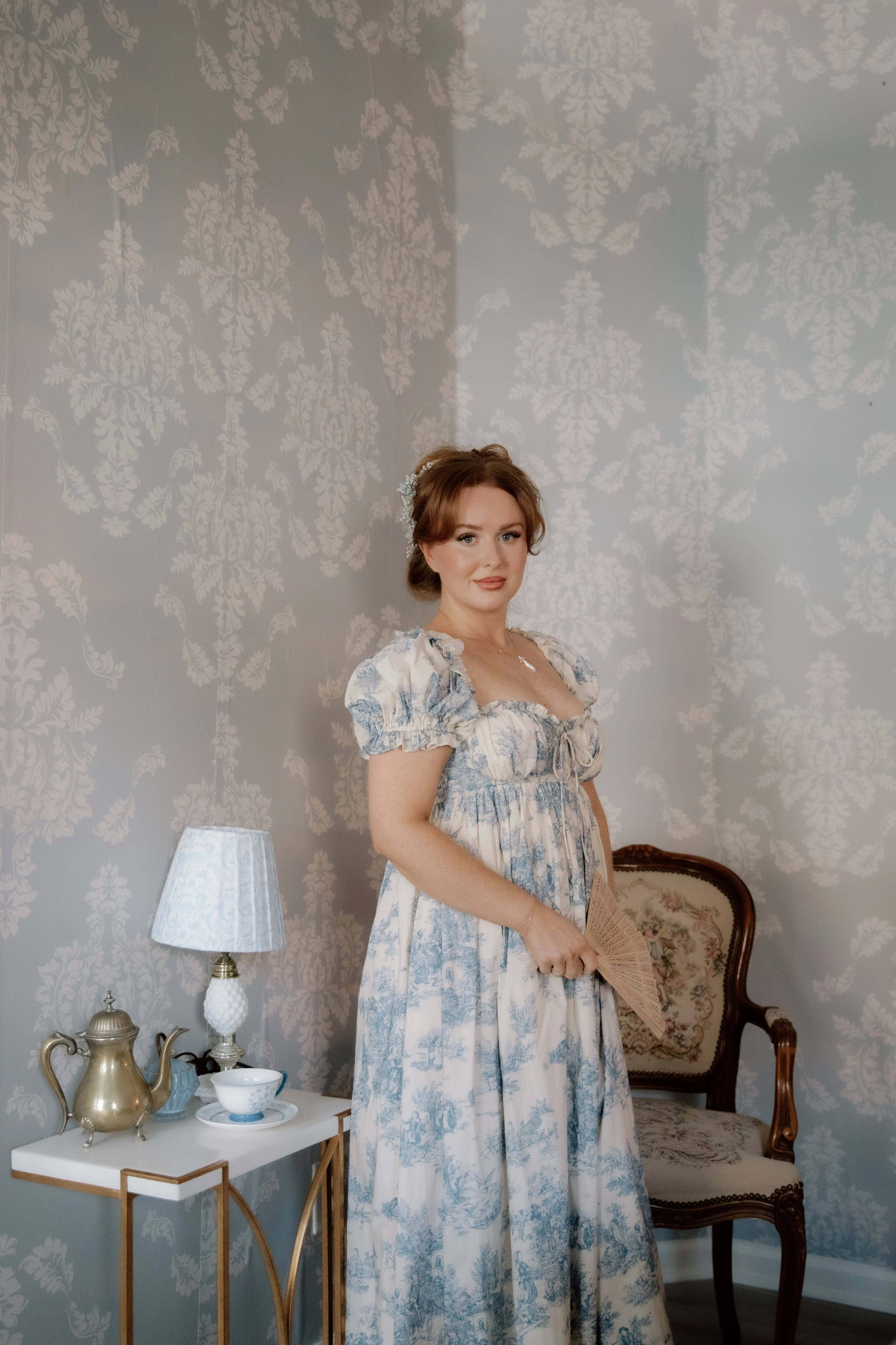 Olivia 100% Cotton Maxi Dress in Blue Toile - Bump Friendly sold by Worth Collective product image thumbnail 2