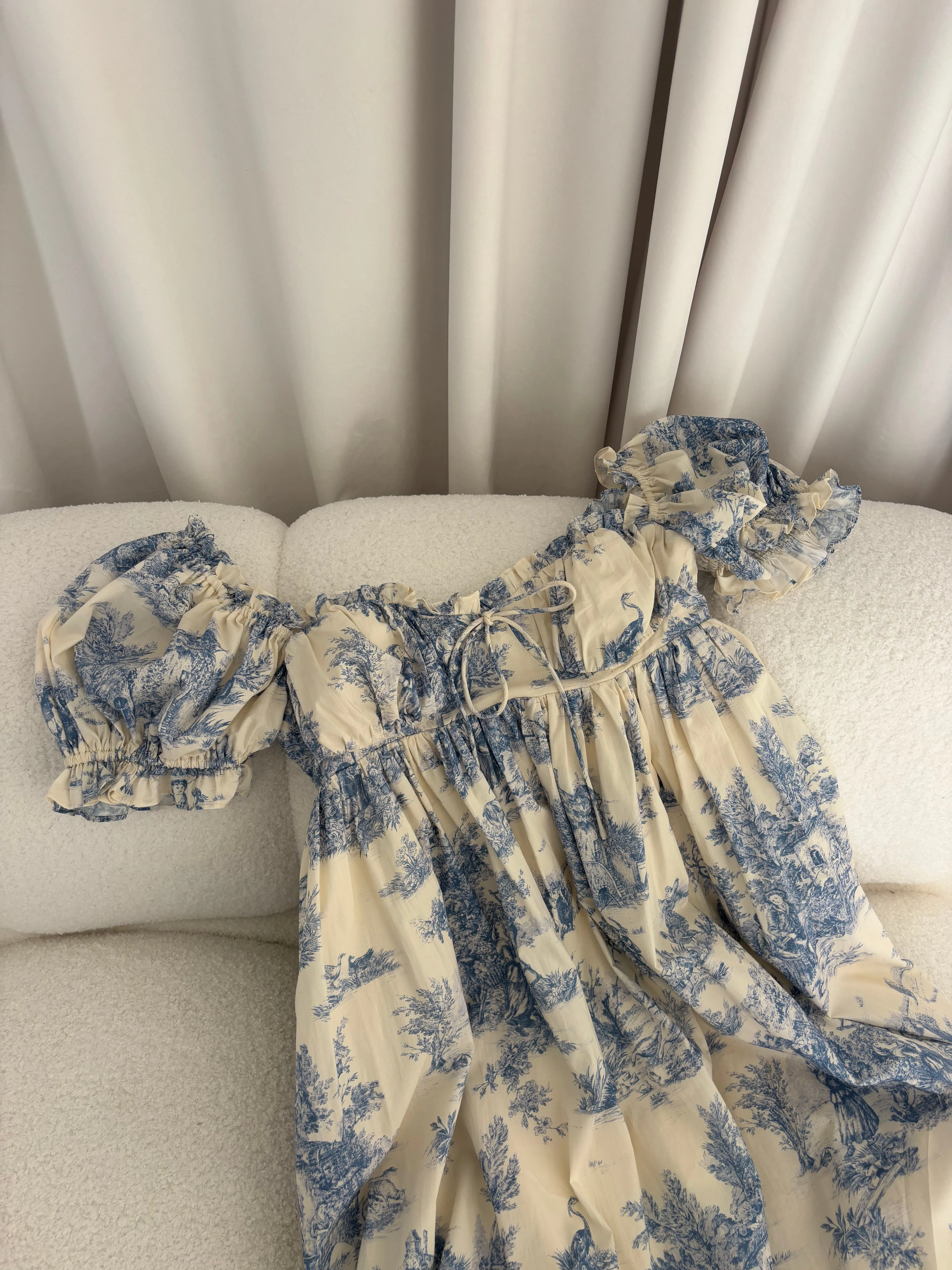 Olivia 100% Cotton Maxi Dress in Blue Toile - Bump Friendly sold by Worth Collective product image thumbnail 4