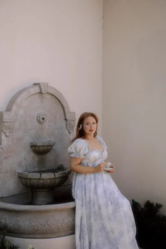 Olivia Maxi Dress in Blue Floral - Bump Friendly made by Worth Collective