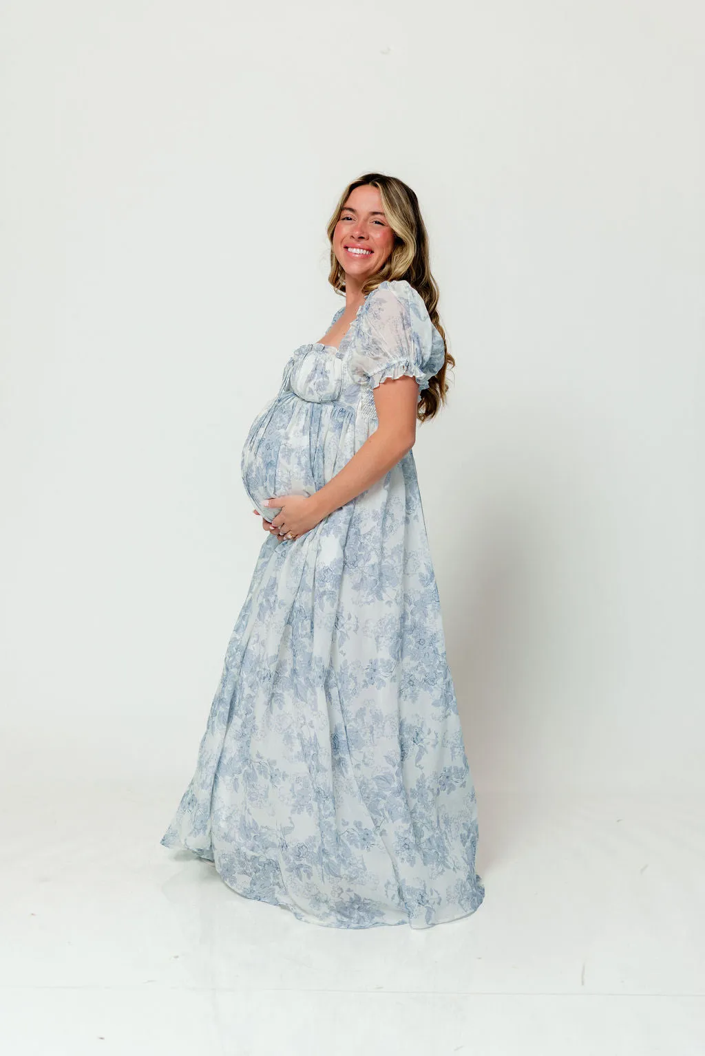 Olivia Maxi Dress in Blue Floral - Bump Friendly sold by Worth Collective product image thumbnail 3