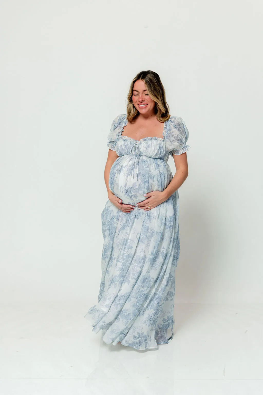 Olivia Maxi Dress in Blue Floral - Bump Friendly sold by Worth Collective product image thumbnail 5