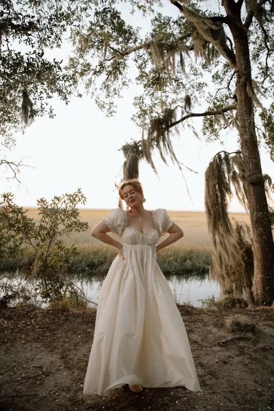 Olivia 100% Cotton Maxi Dress in Cream - Bump Friendly made by Sofie the Label