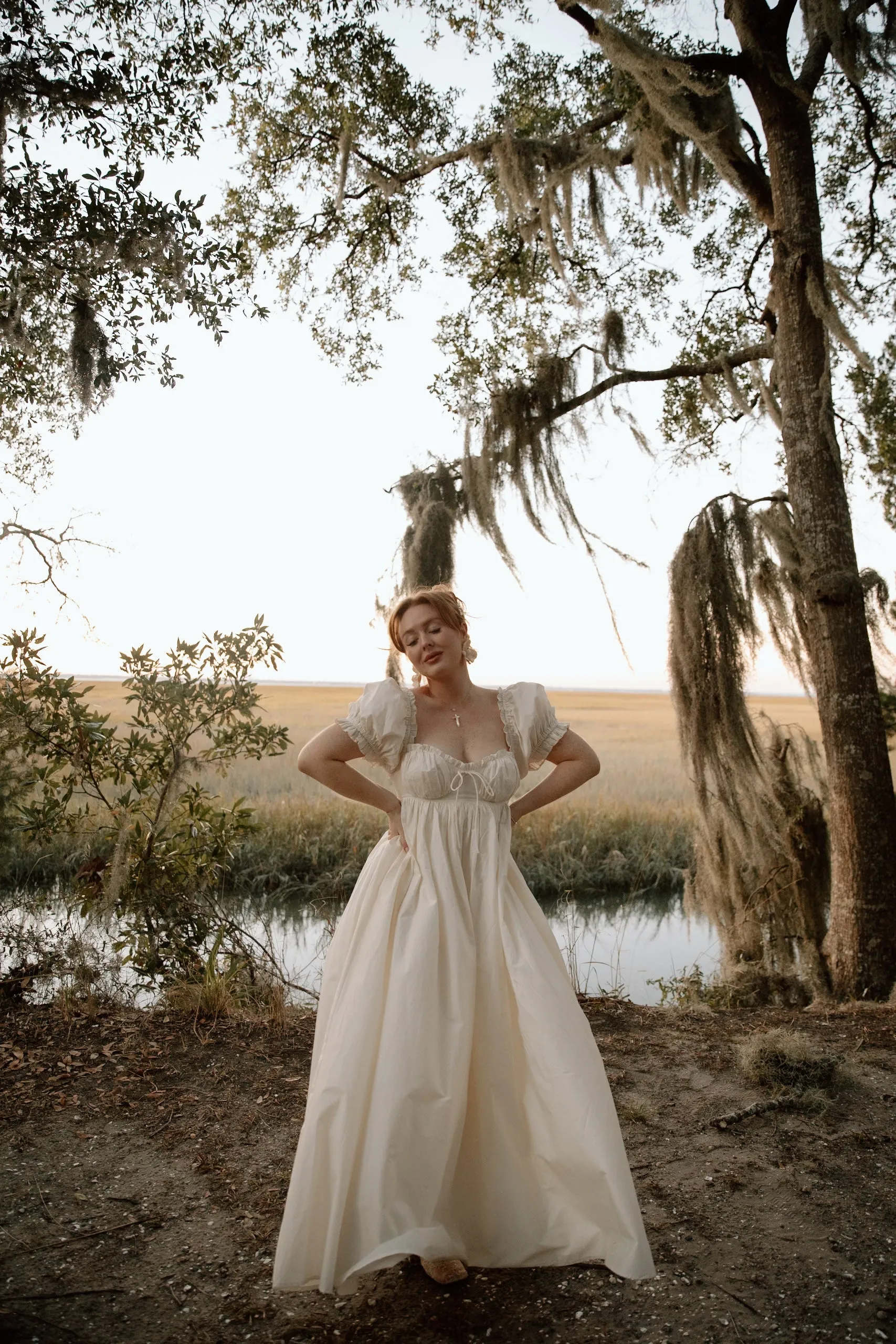 Olivia 100% Cotton Maxi Dress in Cream - Bump Friendly sold by Worth Collective