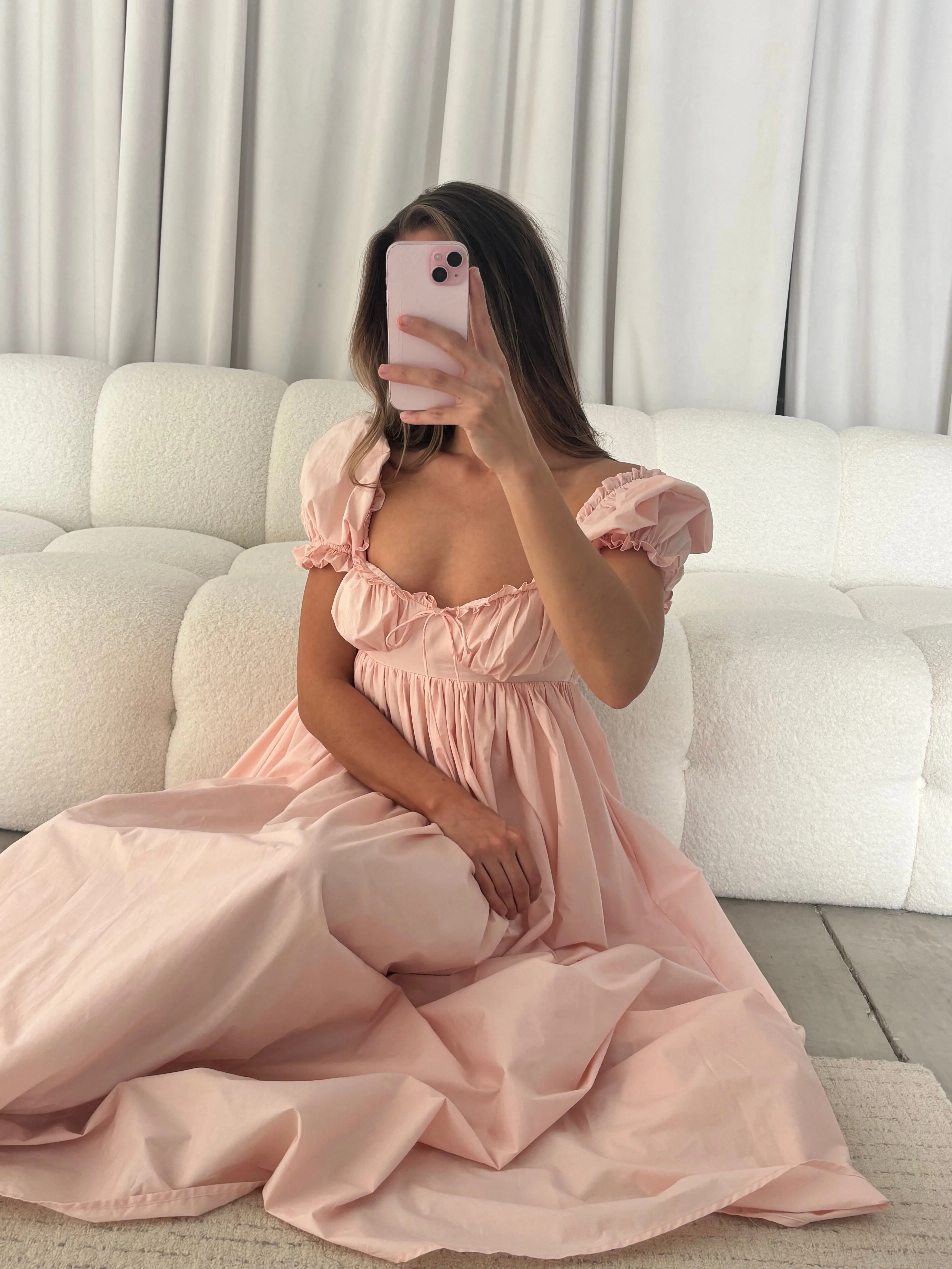 Olivia 100% Cotton Maxi Dress in Pale Pink - Bump Friendly sold by Worth Collective product image thumbnail 2