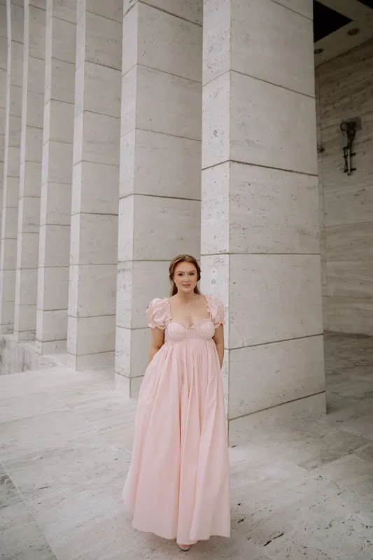 Olivia 100% Cotton Maxi Dress in Pale Pink - Bump Friendly made by Sofie the Label