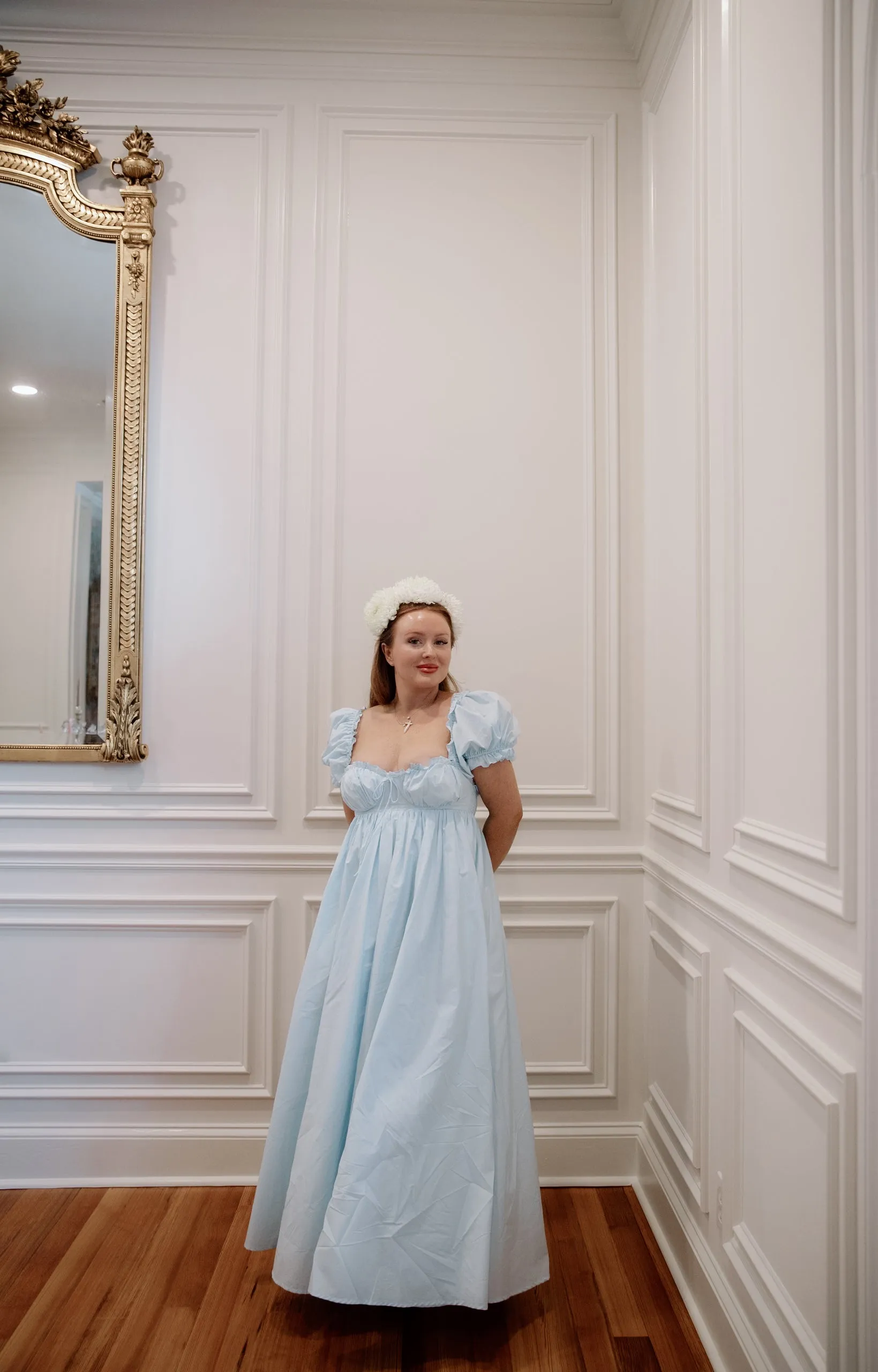 Olivia 100% Cotton Maxi Dress in Light Blue - Bump Friendly sold by Worth Collective