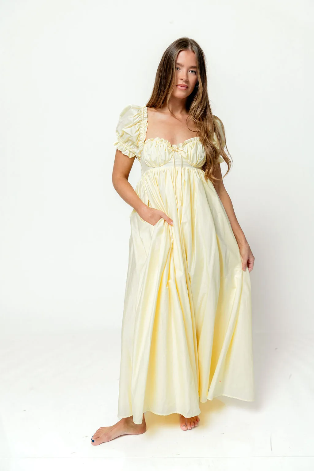 Olivia 100% Cotton Maxi Dress in Butter Yellow - Bump Friendly sold by Worth Collective product image thumbnail 4