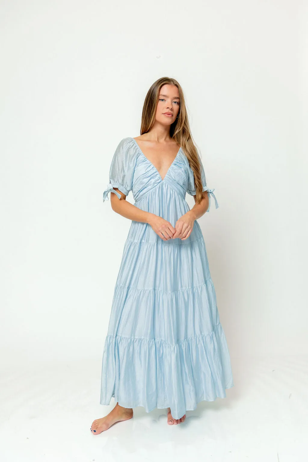 Grayson Maxi Dress in Light Blue - Bump Friendly & Inclusive Sizing sold by Worth Collective