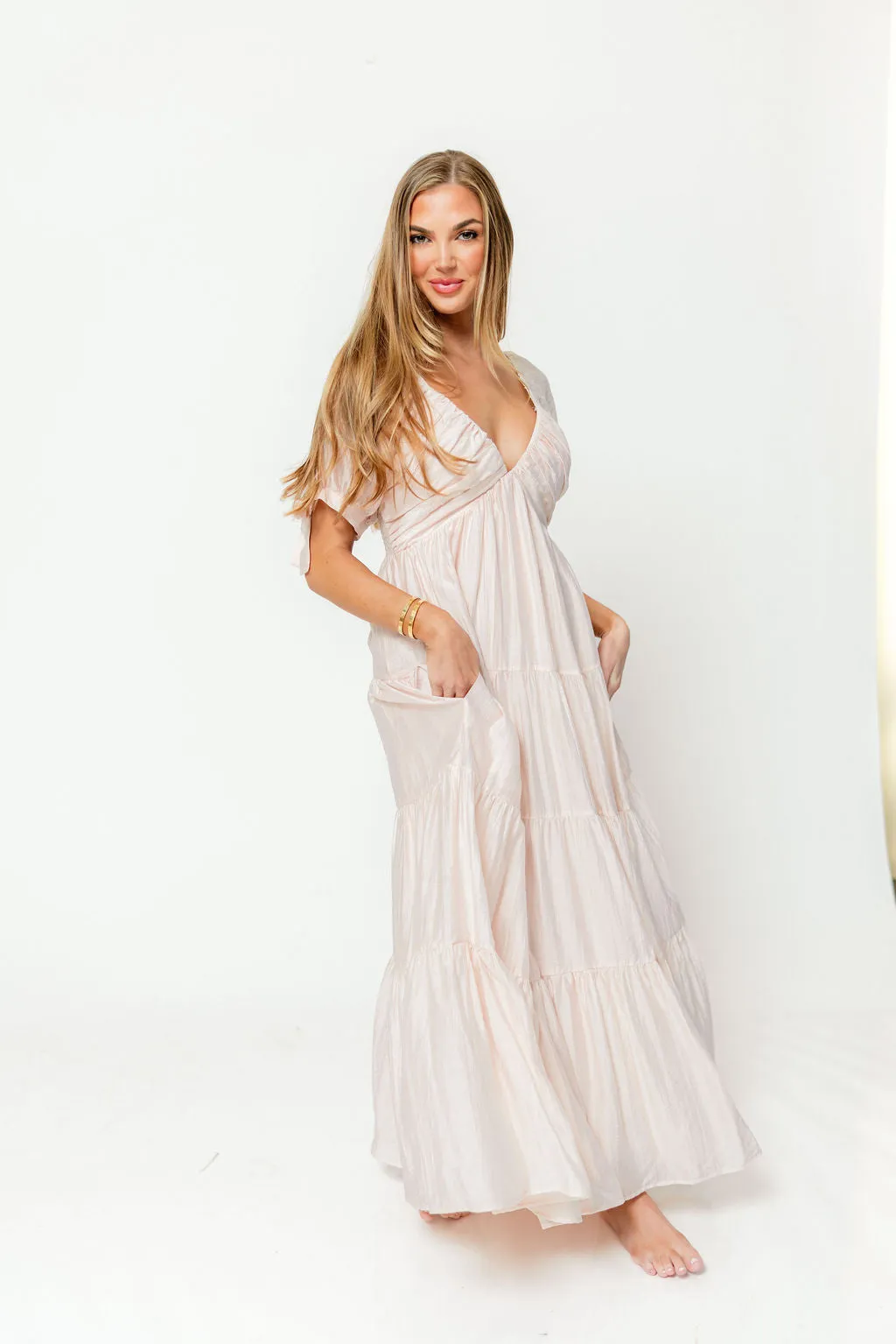 Grayson Maxi Dress in Peach - Bump Friendly & Inclusive Sizing sold by Worth Collective product image thumbnail 4