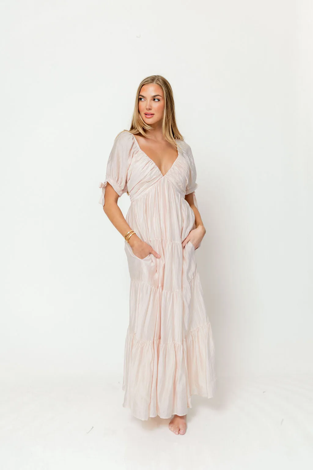 Grayson Maxi Dress in Peach - Bump Friendly & Inclusive Sizing sold by Worth Collective product image thumbnail 3