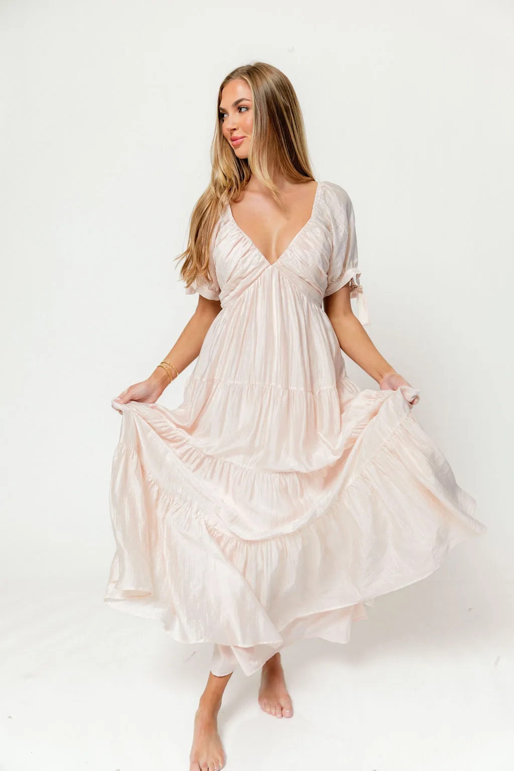 Grayson Maxi Dress in Peach - Bump Friendly & Inclusive Sizing sold by Worth Collective product image thumbnail 5
