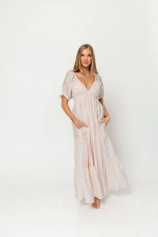 Grayson Maxi Dress in Peach - Bump Friendly & Inclusive Sizing sold by Worth Collective