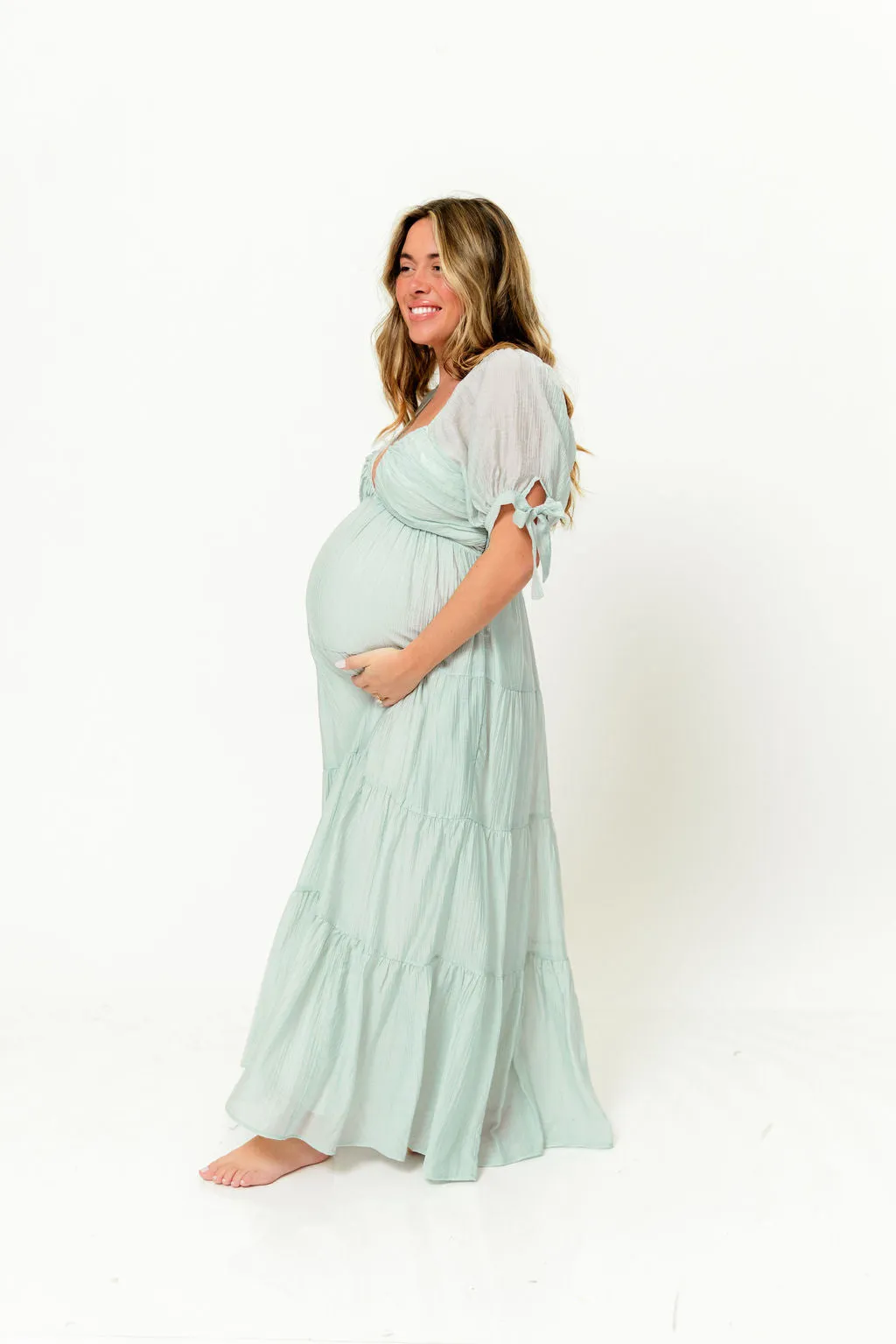 Grayson Maxi Dress in Light Mint - Bump Friendly sold by Worth Collective