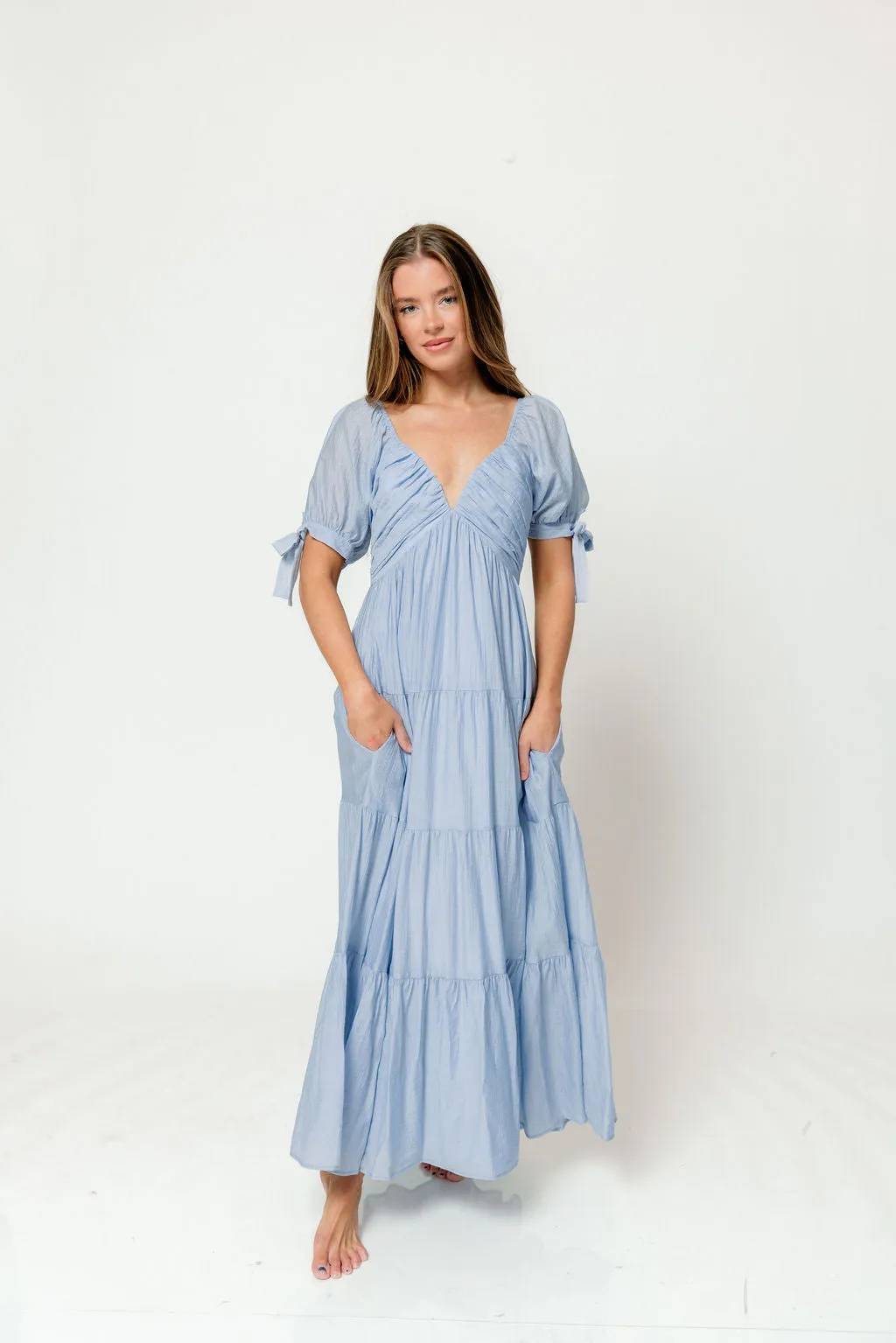 Grayson Maxi Dress in Dusty Blue - Bump Friendly & Inclusive Sizing sold by Worth Collective product image thumbnail 5