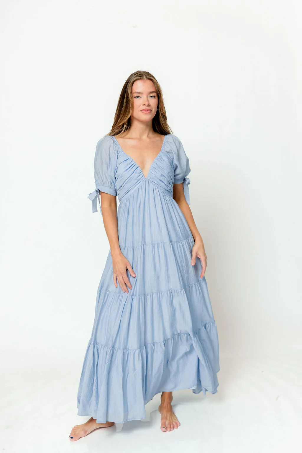 Grayson Maxi Dress in Dusty Blue - Bump Friendly & Inclusive Sizing sold by Worth Collective product image thumbnail 3