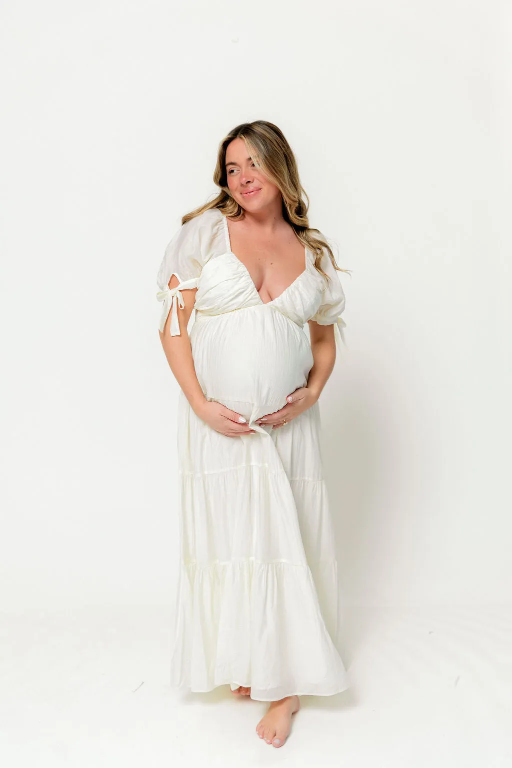 Grayson Maxi Dress in Cream - Bump Friendly & Inclusive Sizing sold by Worth Collective