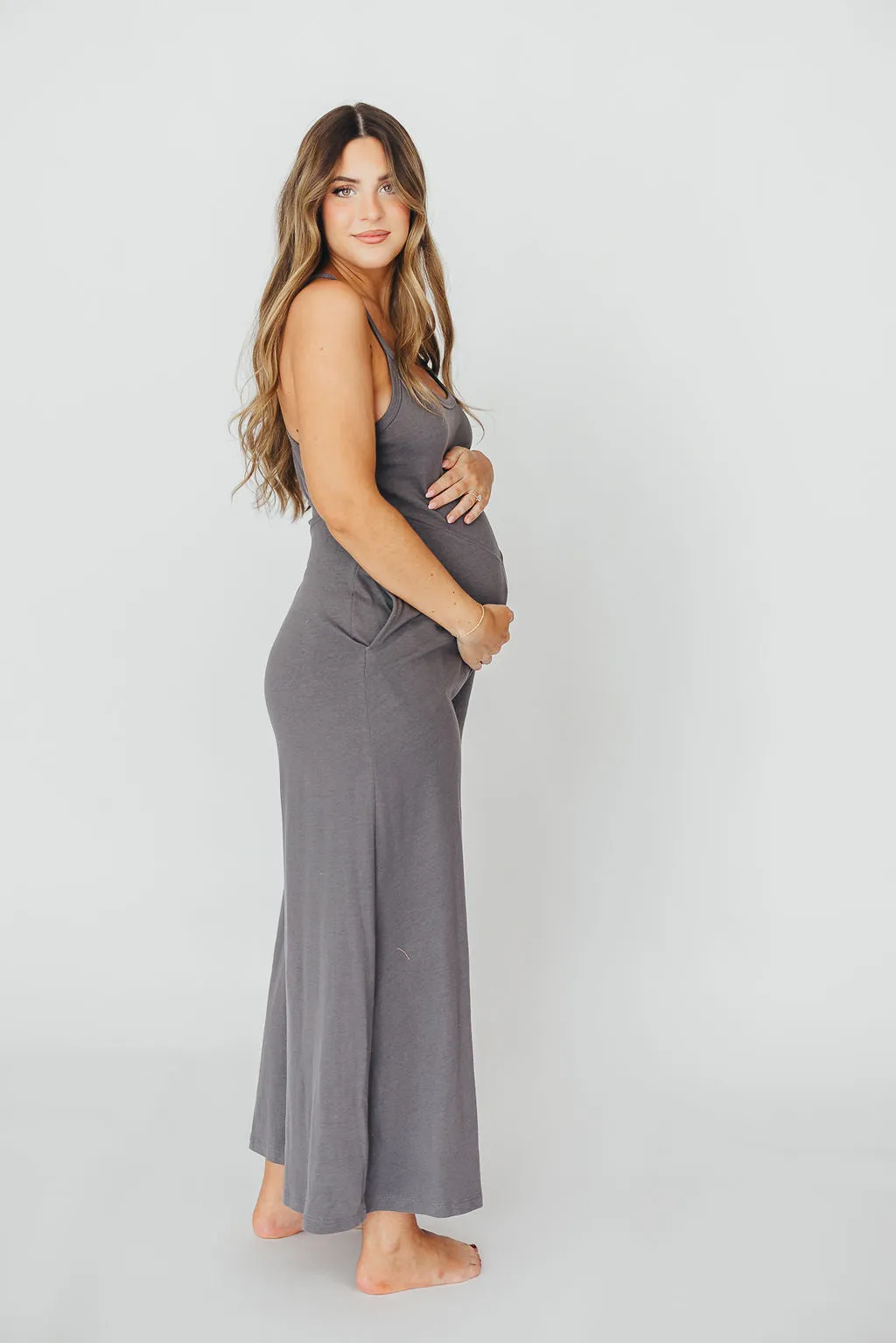 Back To It Jumpsuit in Charcoal - Bump Friendly sold by Worth Collective product image thumbnail 4