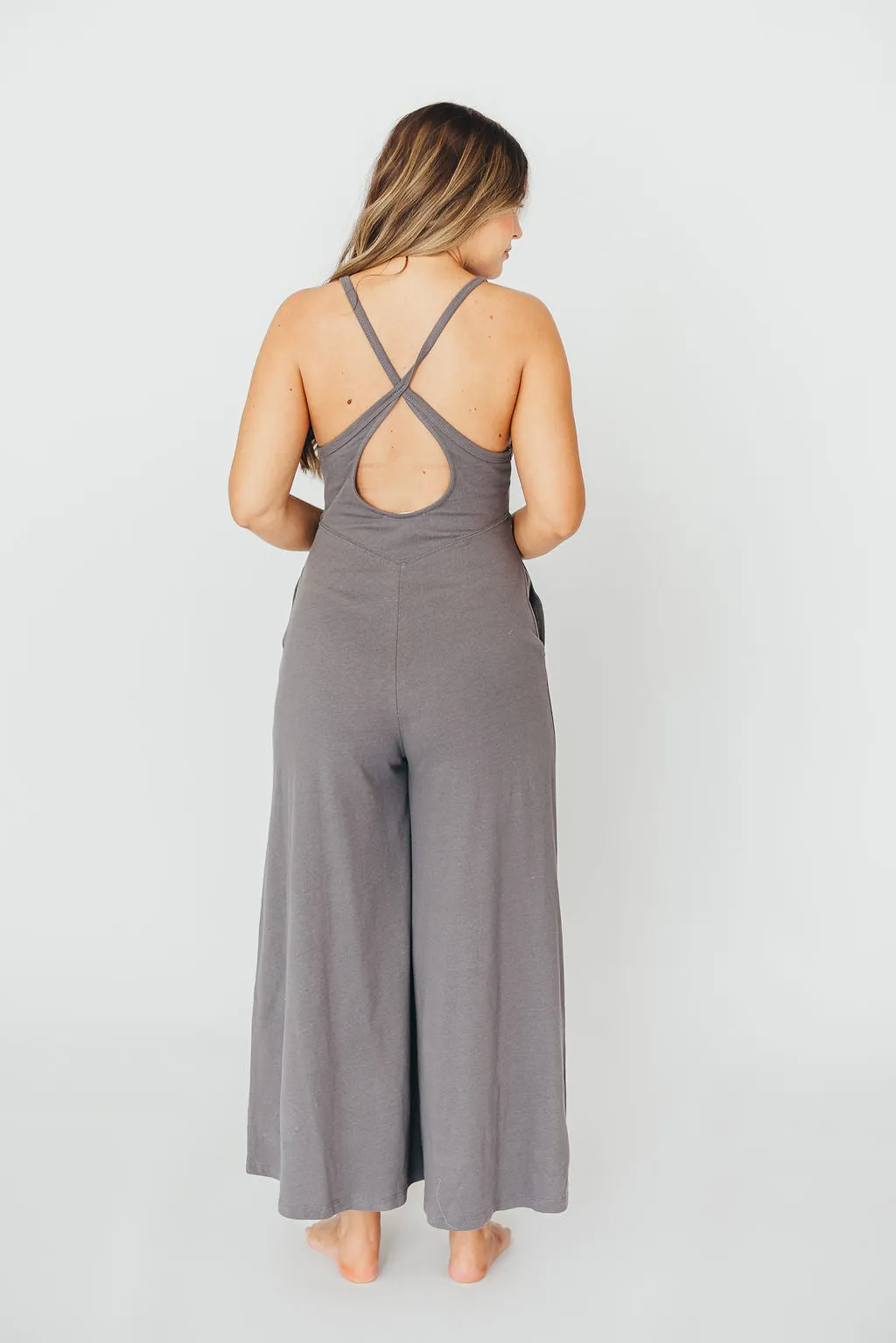 Back To It Jumpsuit in Charcoal - Bump Friendly sold by Worth Collective product image thumbnail 5