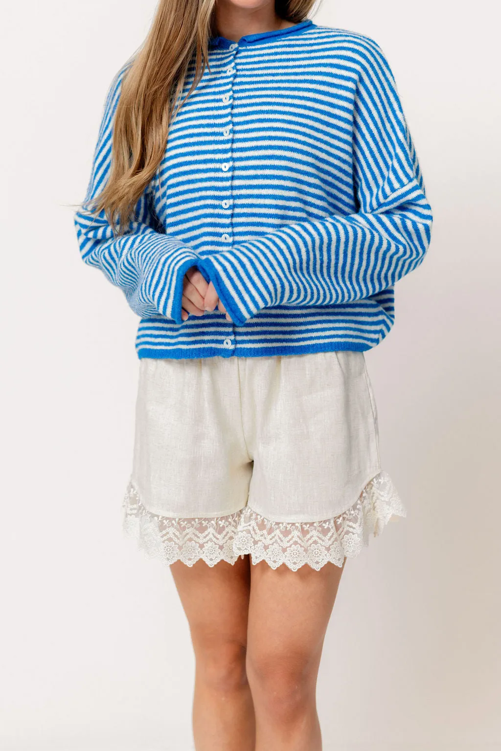 Piper Mini Stripes Cardigan in Blue *Final Sale* sold by Worth Collective product image thumbnail 2