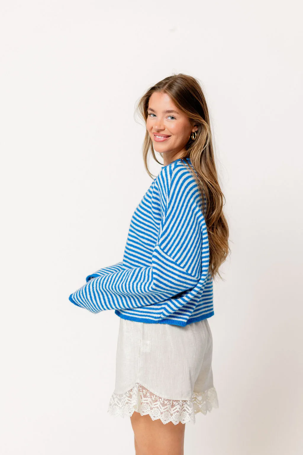 Piper Mini Stripes Cardigan in Blue *Final Sale* sold by Worth Collective product image thumbnail 4
