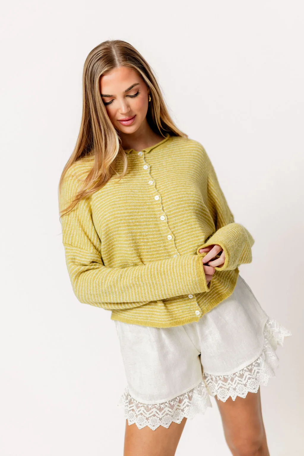 Piper Pin Striped Cardigan in Honey *Final Sale* sold by Worth Collective product image thumbnail 3