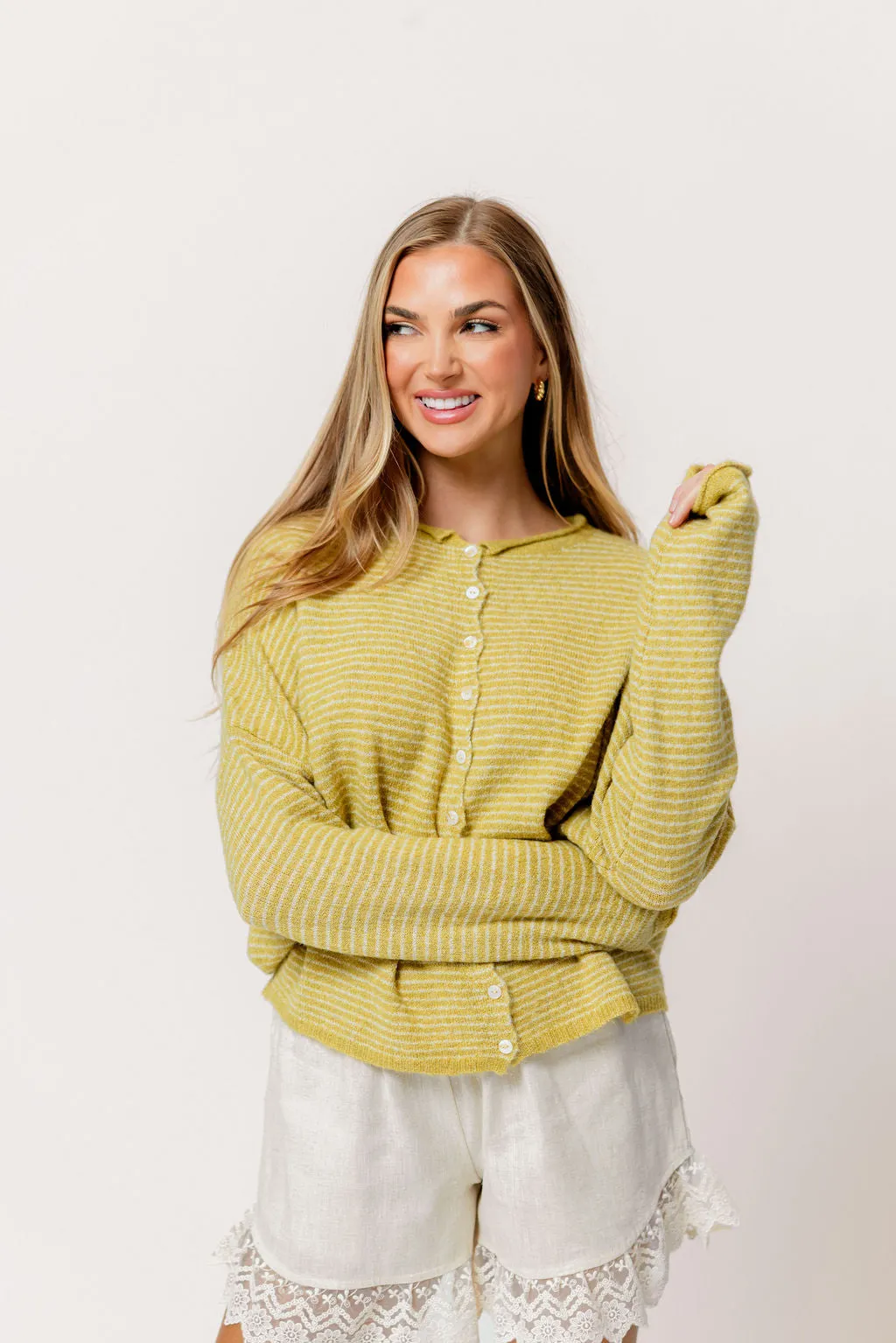 Piper Pin Striped Cardigan in Honey *Final Sale* sold by Worth Collective