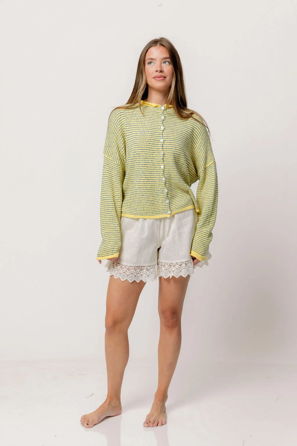 Piper Pin Striped Cardigan in Butter sold by Worth Collective product image thumbnail 2