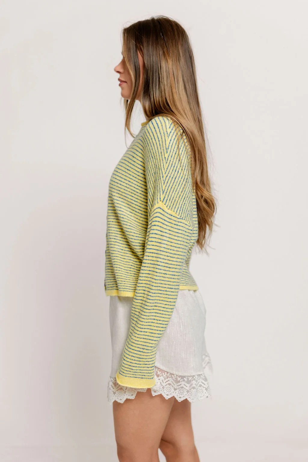 Piper Pin Striped Cardigan in Butter sold by Worth Collective product image thumbnail 4