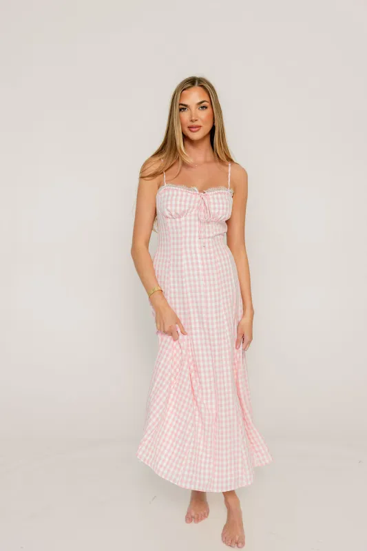 Isla Dress in Pink/White Check *Final Sale* made by Storia