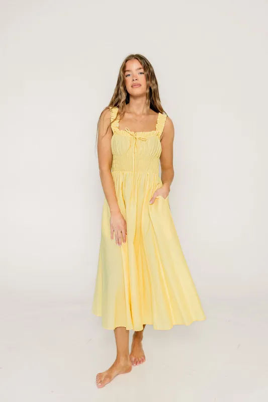 Libra Maxi Dress in Yellow made by By Together