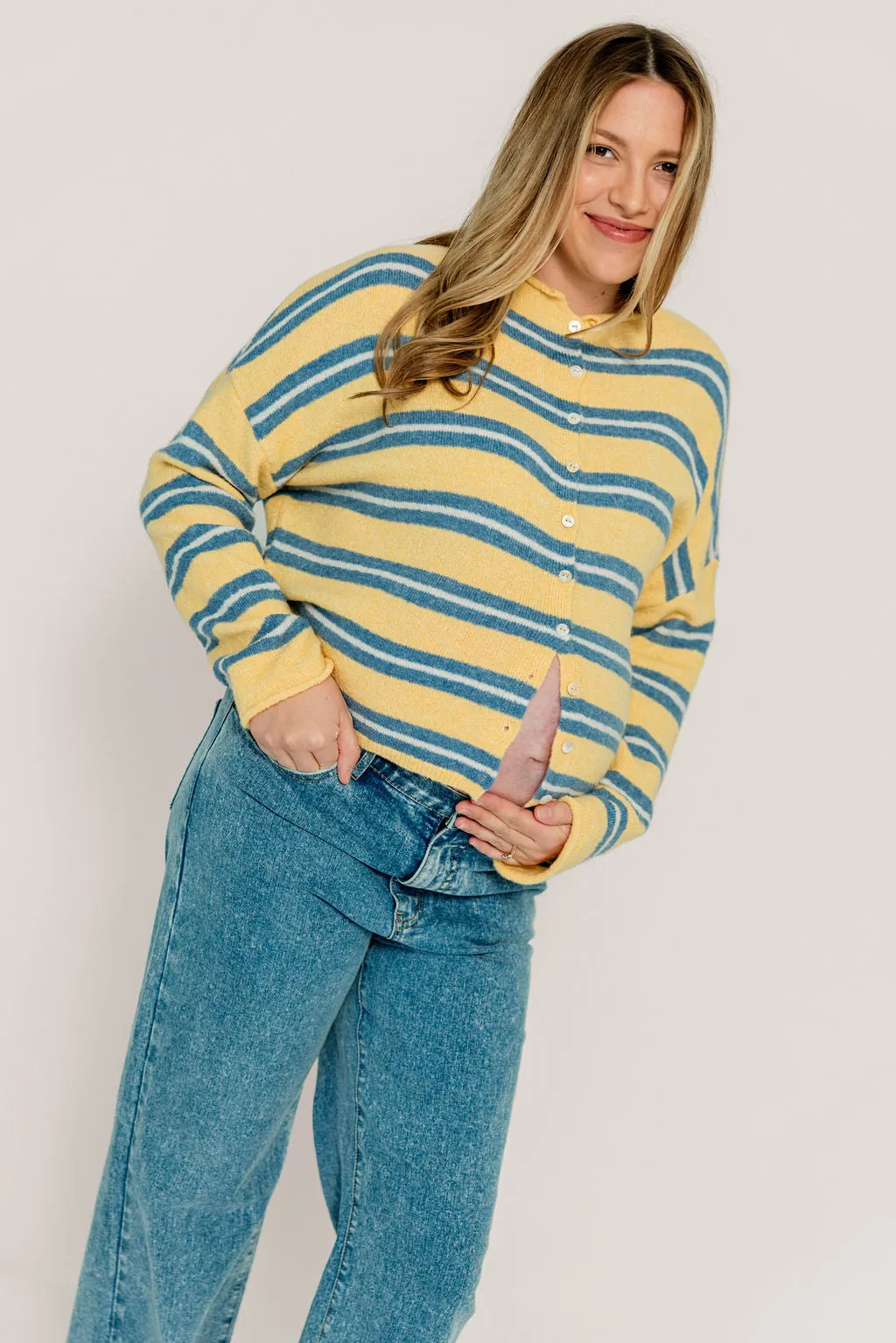 Piper Varsity Striped Cardigan in Honey sold by Worth Collective product image thumbnail 5