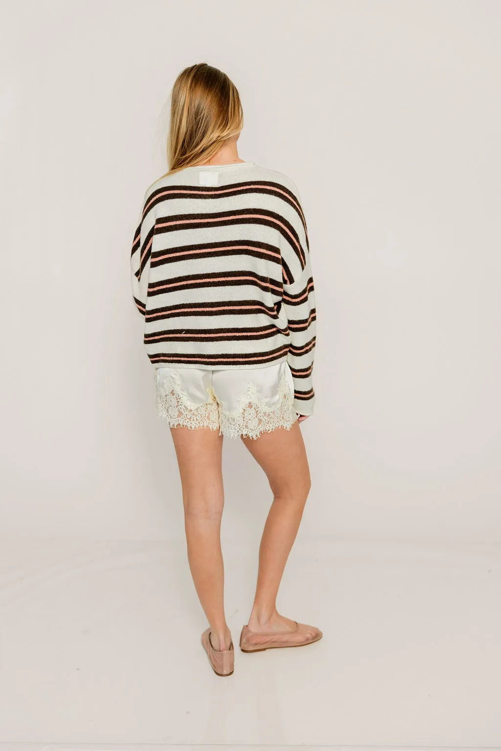 Piper Varsity Striped Cardigan in Ivory sold by Worth Collective product image thumbnail 4