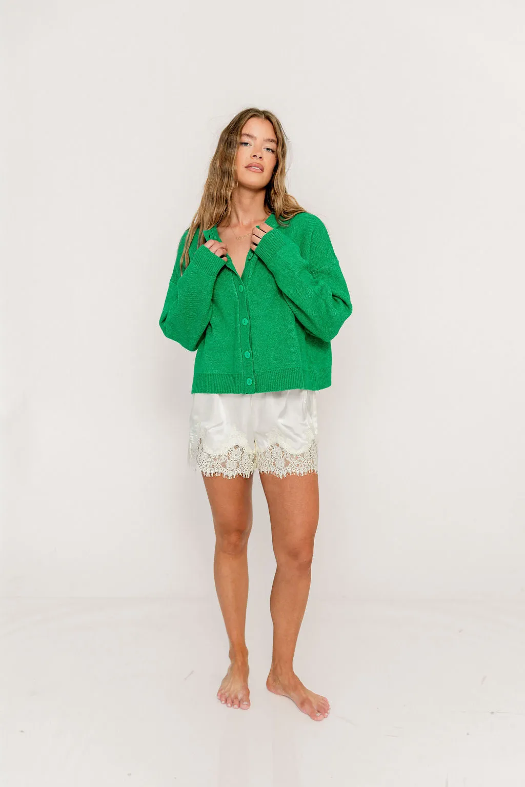 Alyssa Cardigan in Kelly Green - Nursing Friendly sold by Worth Collective product image thumbnail 3