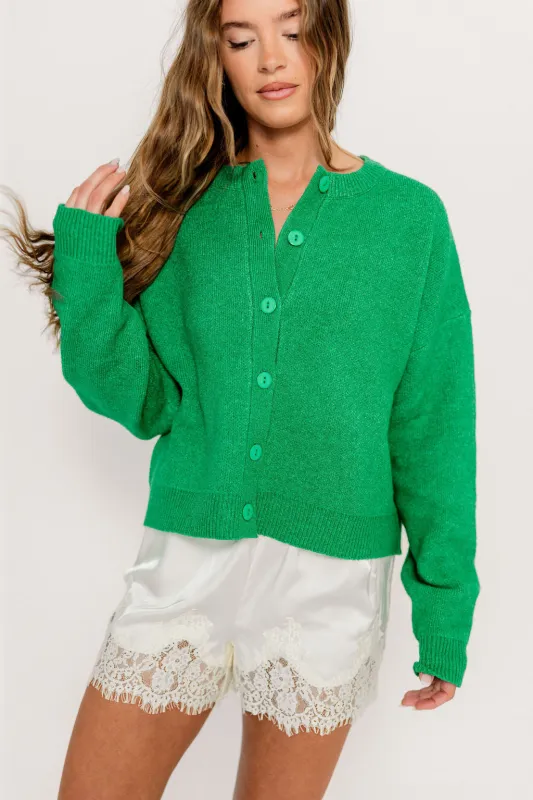 Alyssa Cardigan in Kelly Green - Nursing Friendly sold by Worth Collective