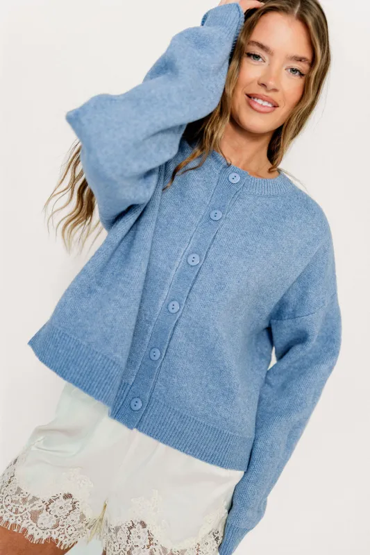 Alyssa Cardigan in Dusty Blue - Nursing Friendly sold by Worth Collective