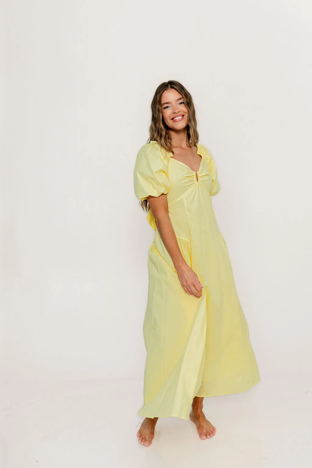 Melina Bubble Sleeve Maxi Dress in Butter Yellow sold by Worth Collective product image thumbnail 2