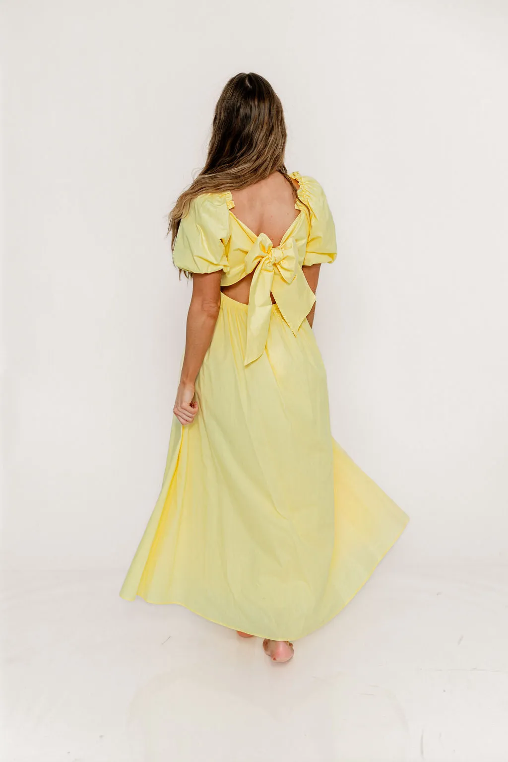 Melina Bubble Sleeve Maxi Dress in Butter Yellow sold by Worth Collective product image thumbnail 3