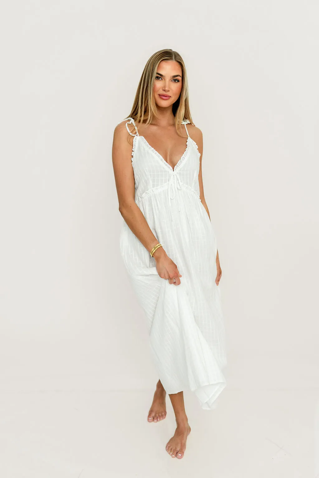 Nelli 100% Cotton Maxi Dress in White sold by Worth Collective product image thumbnail 2