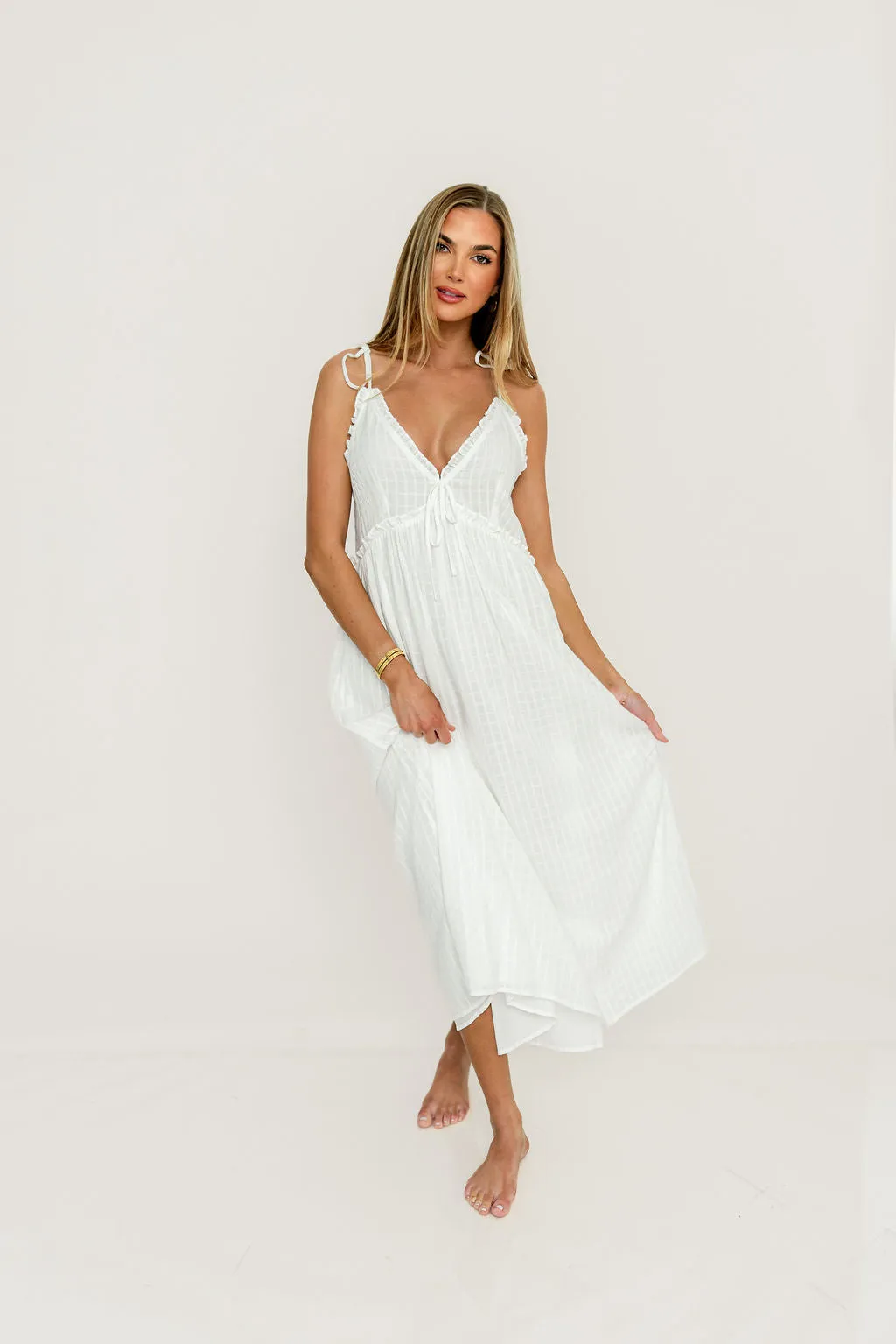 Nelli 100% Cotton Maxi Dress in White sold by Worth Collective product image thumbnail 4